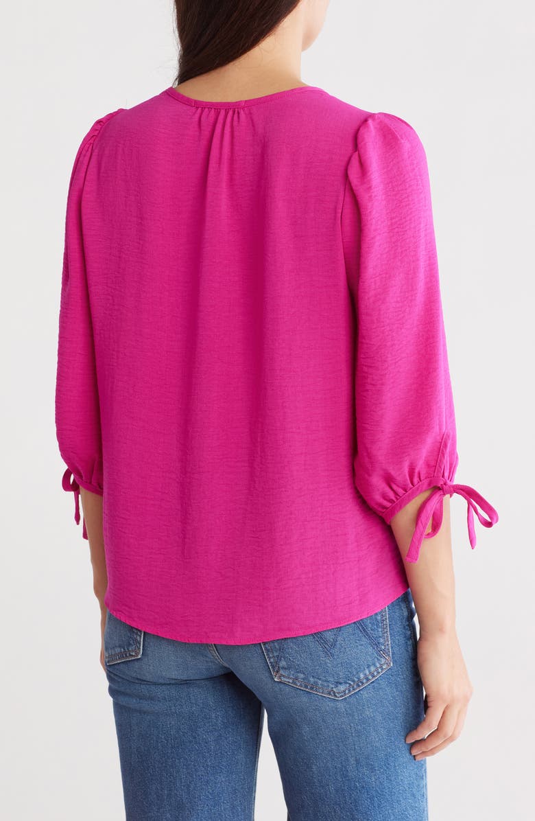 Renee C Ditsy Puff Sleeve Blouse, Alternate, color, Fuchsia