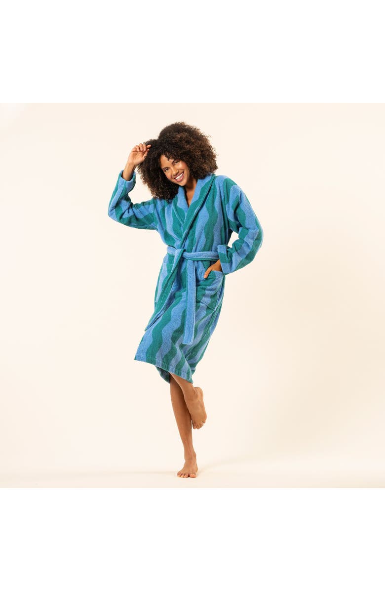 Zsa Zsa Zsu Tabea 100% Cotton Bathrobe, Main, color, Green-Blue