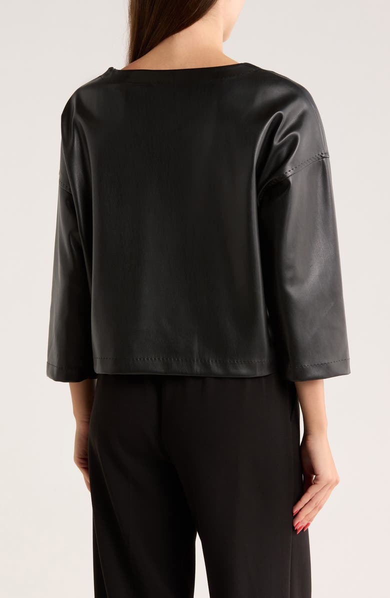 MAX STUDIO Faux Leather Top, Alternate, color, Black