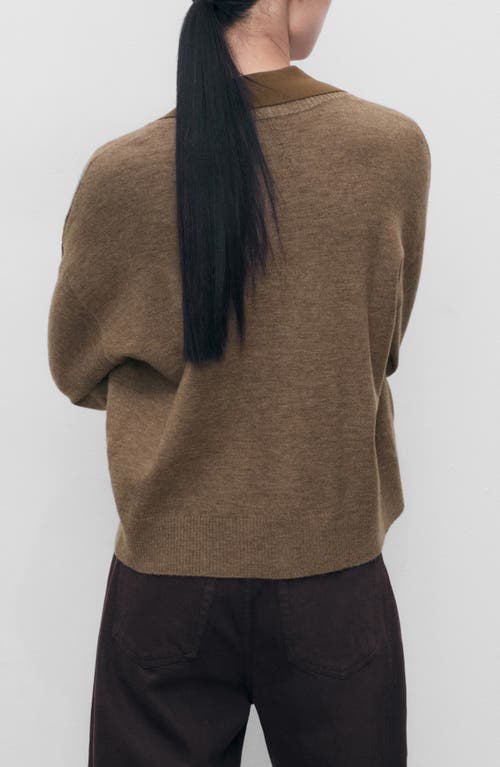 Mango V-neck Cardigan In Brown