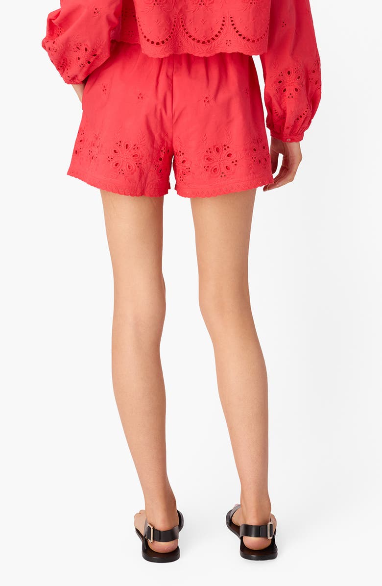 CAMI NYC Jomi Embroidered Eyelet Cotton Shorts, Alternate, color, Candy Apple