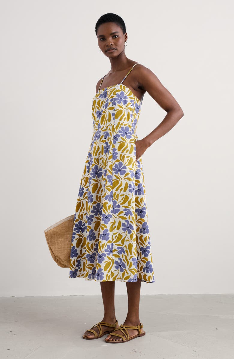 Seasalt Cornwall Madern Floral Organic Cotton Sundress, Alternate, color, Leafy Floral Chalk Pear