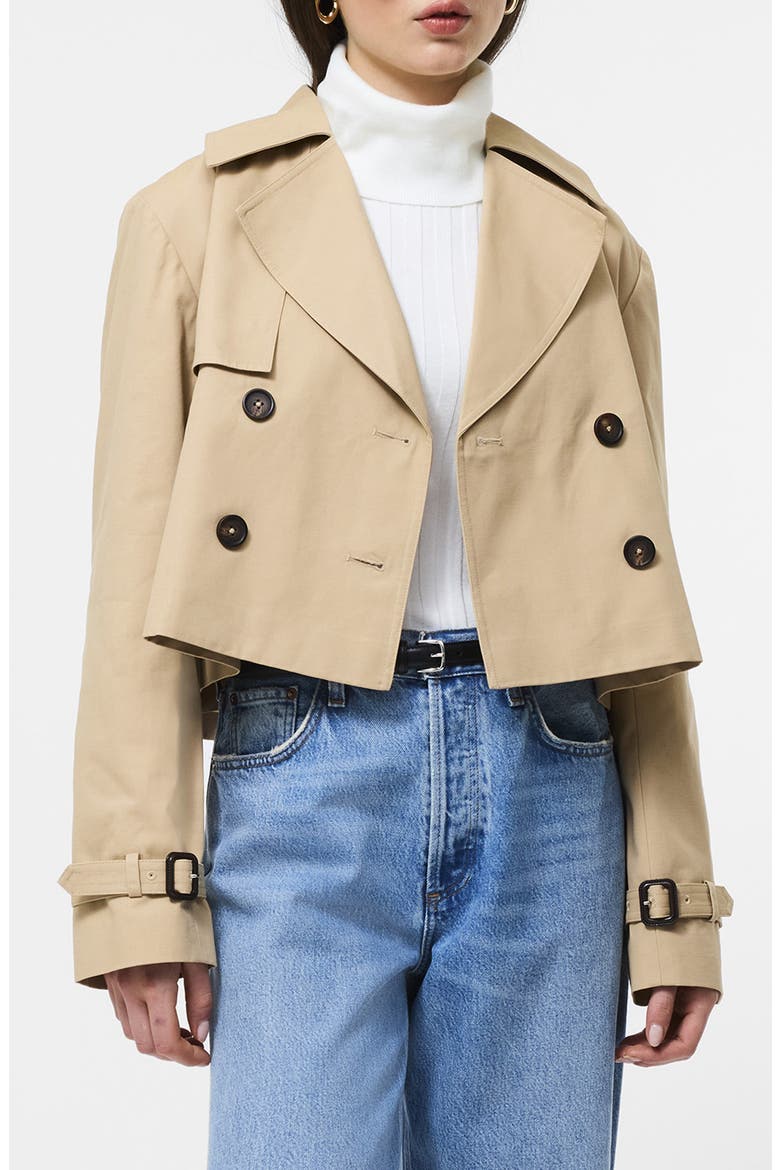 Crop Cotton Twill Trench Coat, Main, color, KHAKI