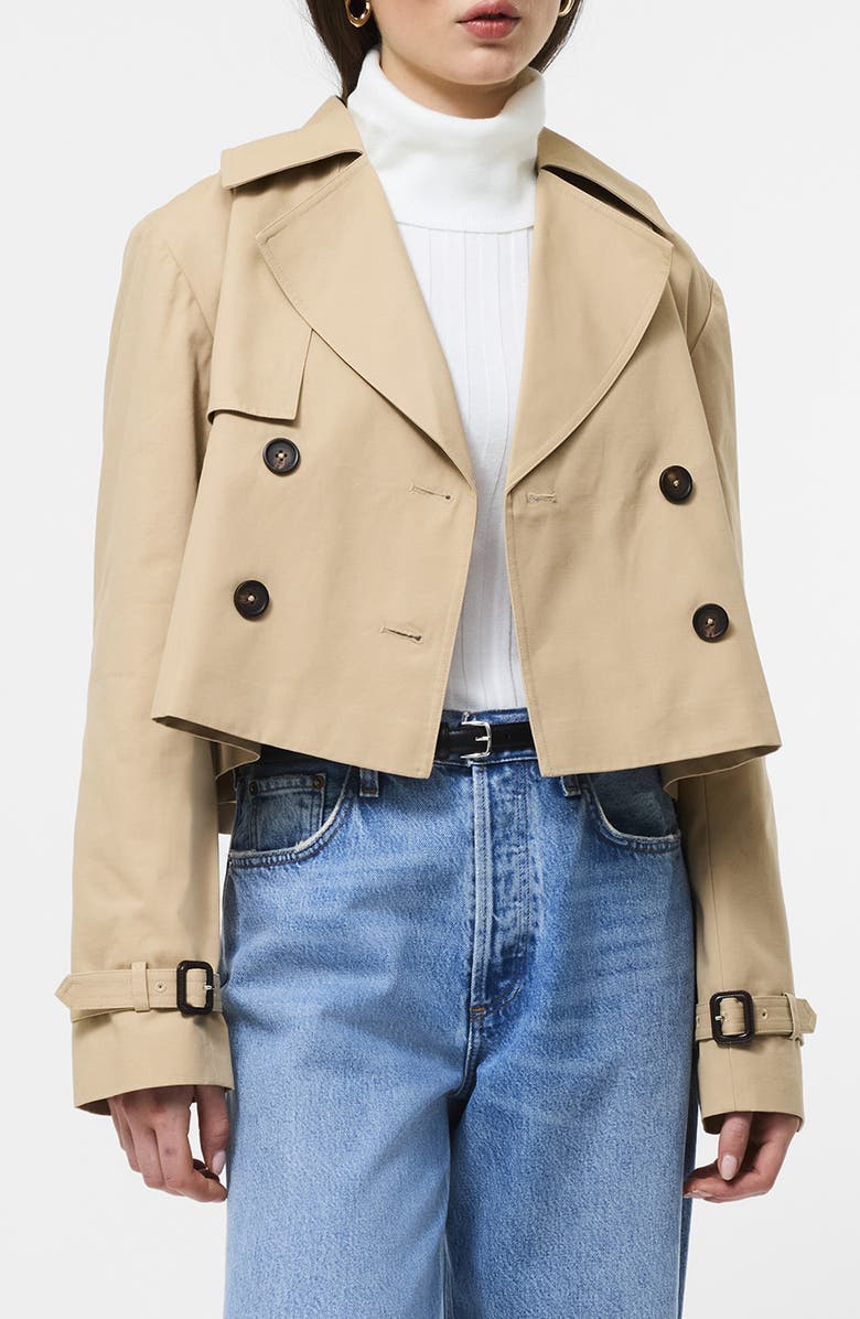French Connection Crop Cotton Twill Trench Coat, Main, color,