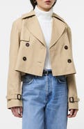 French Connection Crop Cotton Twill Trench Coat