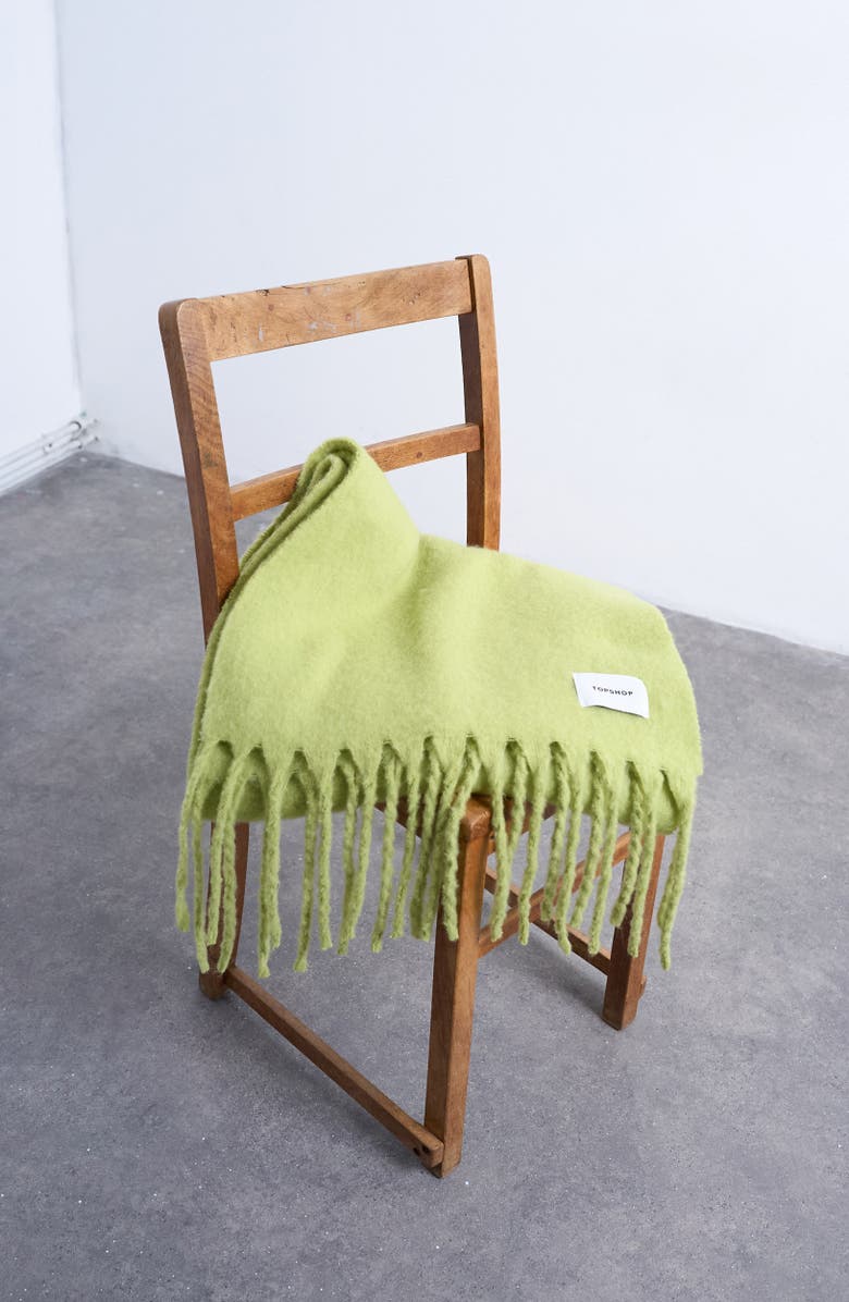 Topshop Sydney Blanket Scarf, Alternate, color, Medium Green