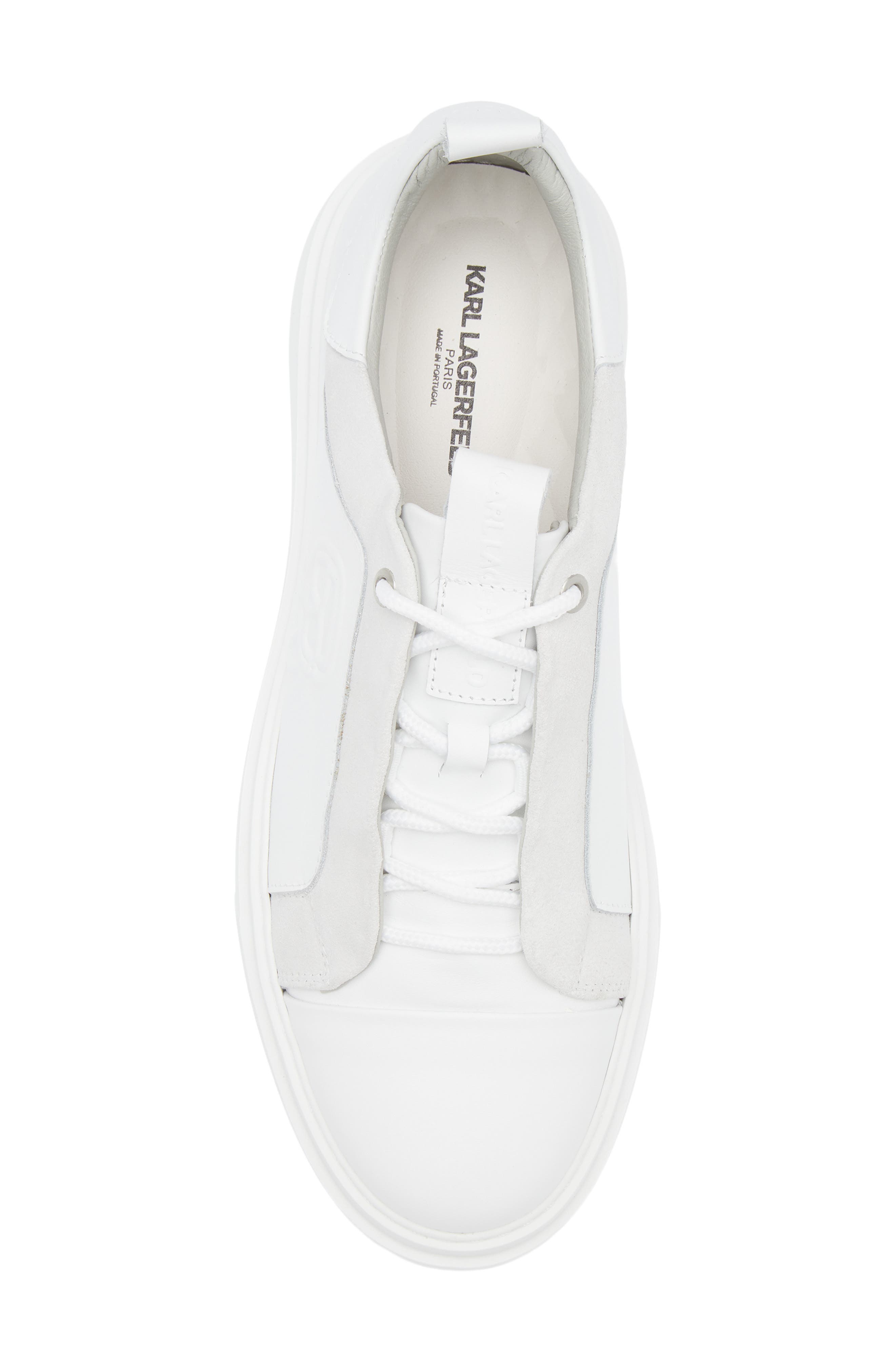 KARL LAGERFELD PARIS Embossed Karl Low Top Sneaker, Alternate, color, White