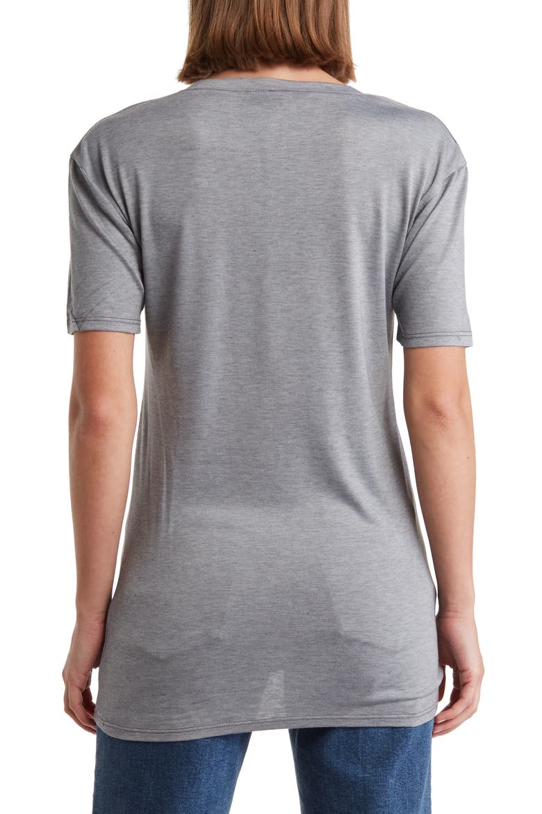 Deep V-Neck Boyfriend Tee, Alternate, color, GREY/ SUMMER SONG