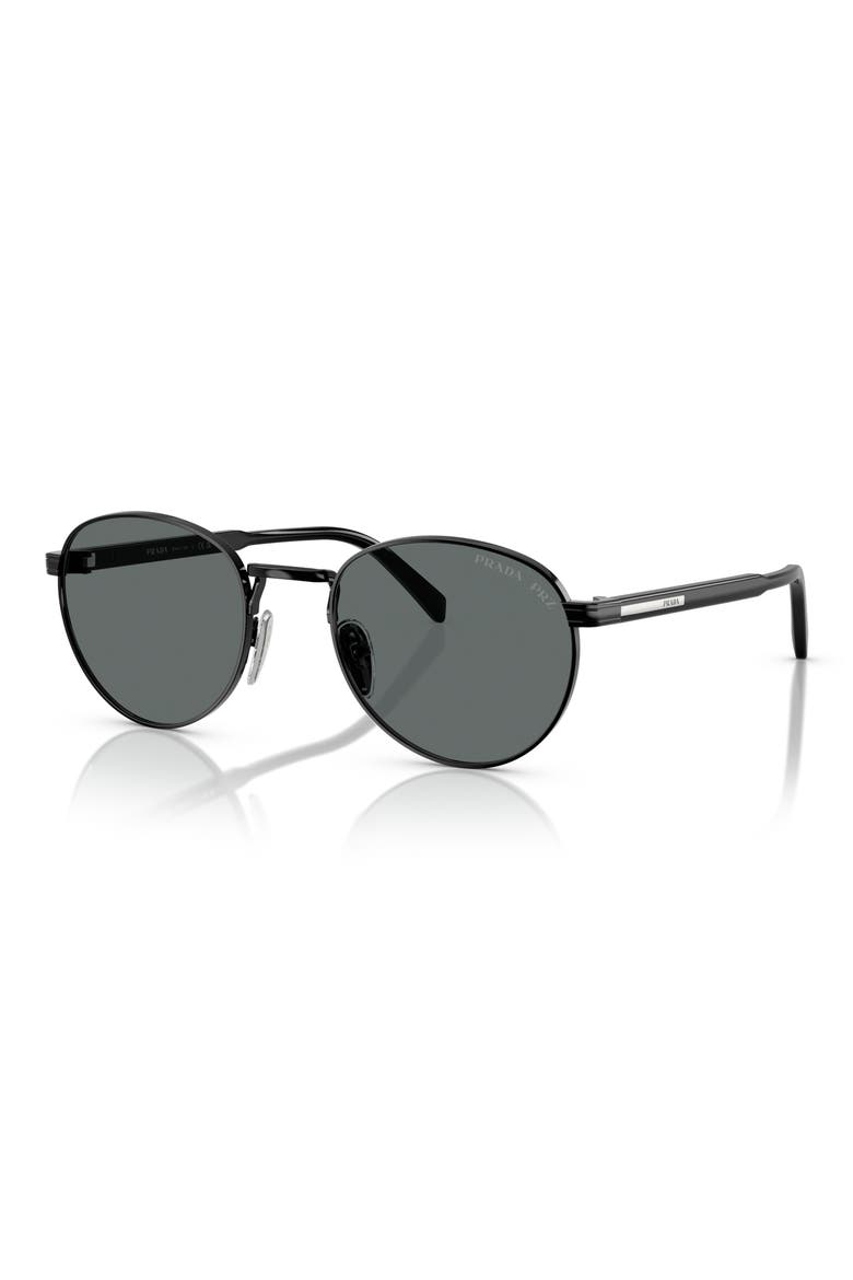 53mm Polarized Oval Sunglasses, Alternate, color, SHINY BLACK