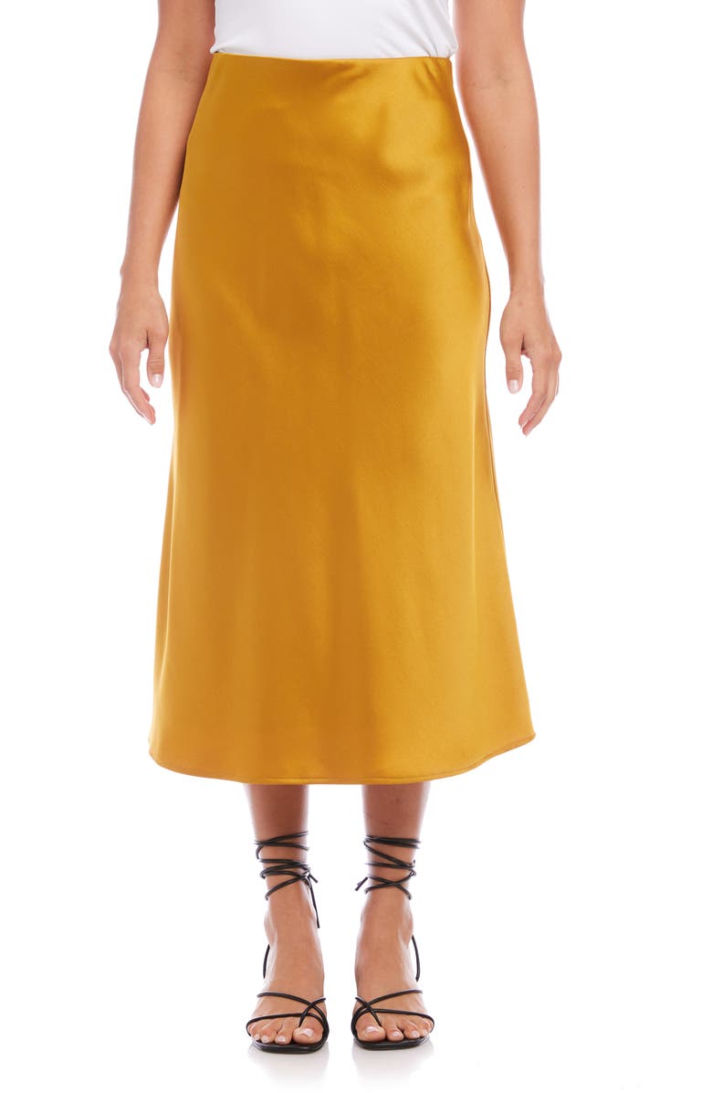 FIFTEEN TWENTY Bias Cut Satin Midi Skirt, Main, color, 