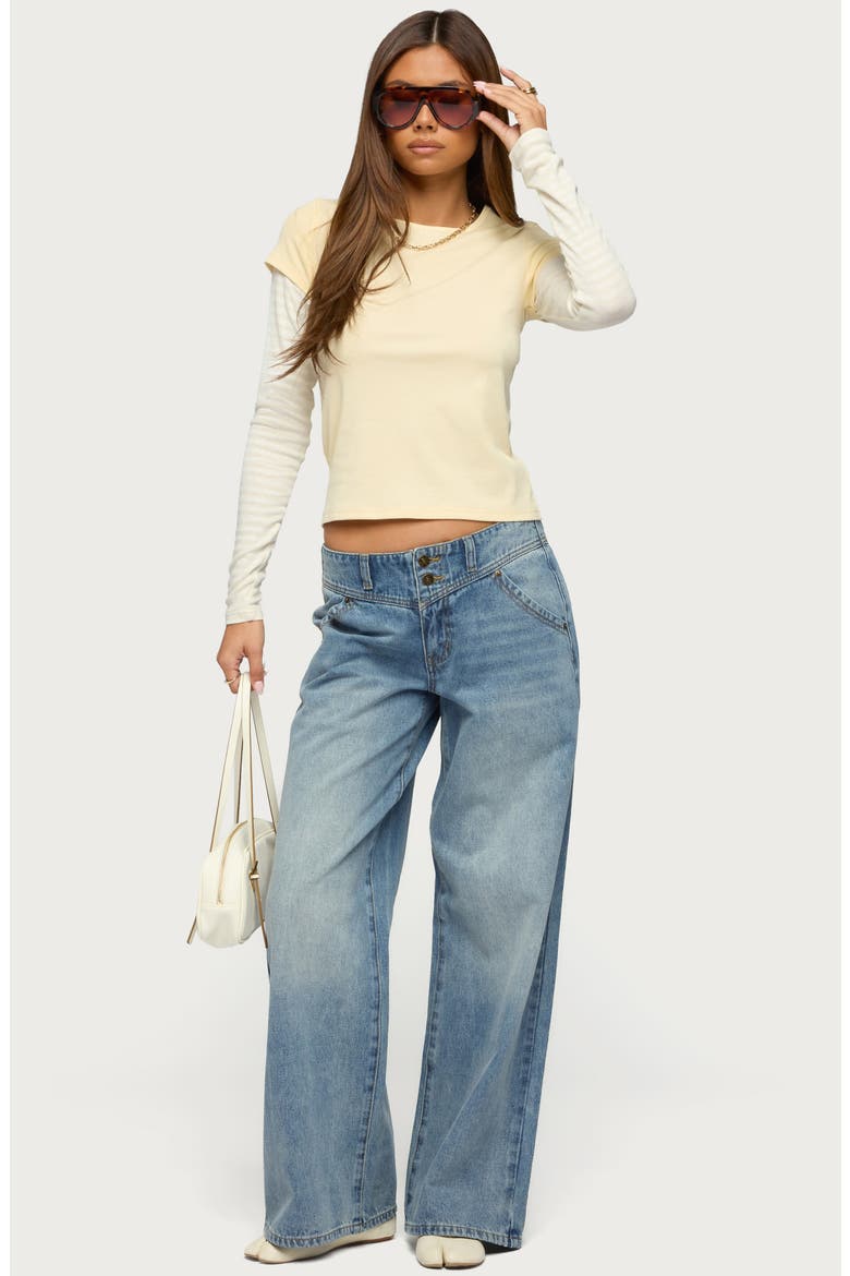 Layered Stripe Long Sleeve T-Shirt, Alternate, color, YELLOW
