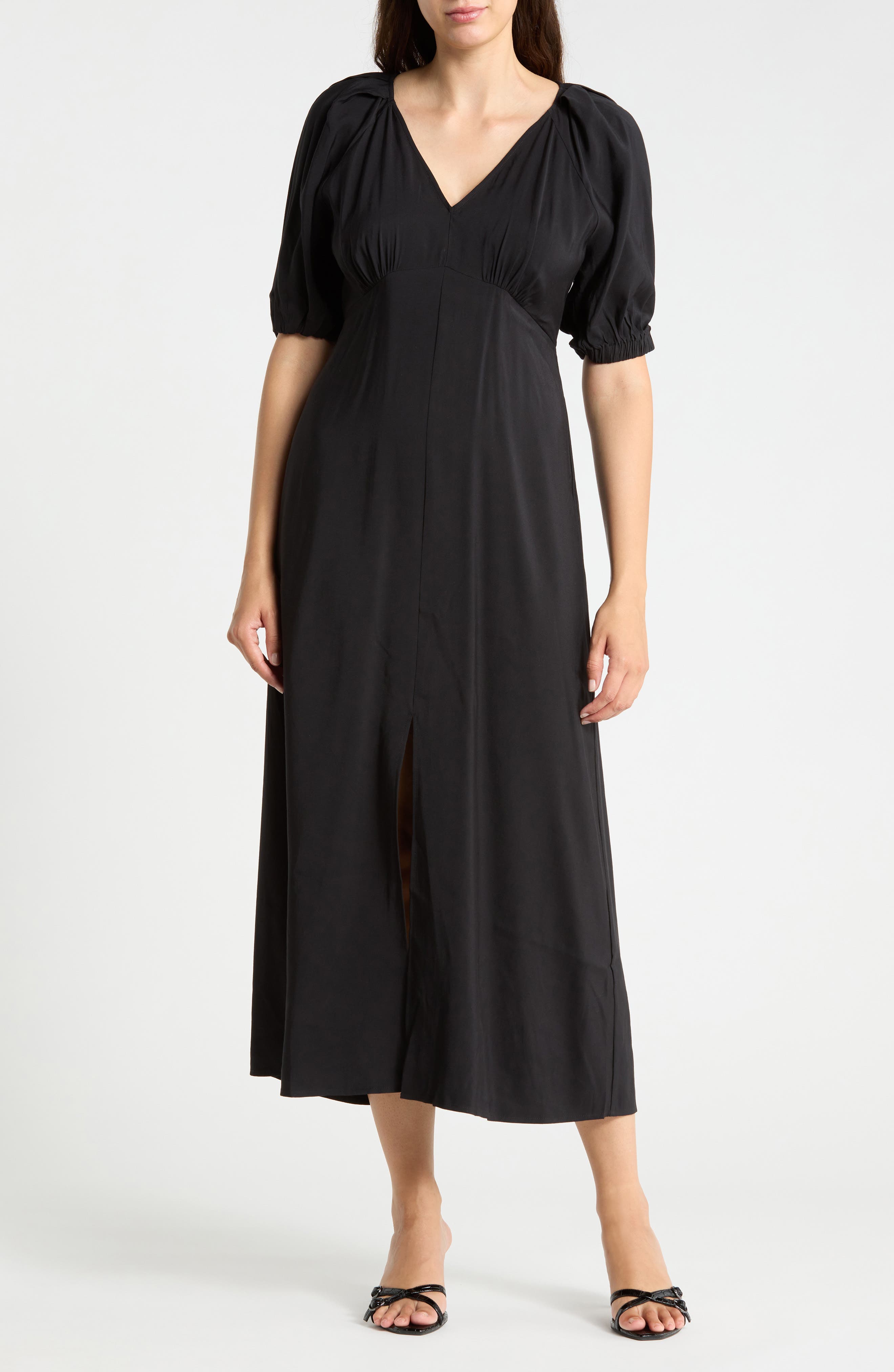 Bubble Sleeve Midi Dress