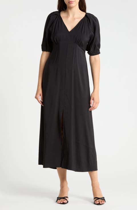 Bubble Sleeve Midi Dress