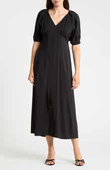Bubble Sleeve Midi Dress