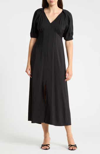 Bubble Sleeve Midi Dress