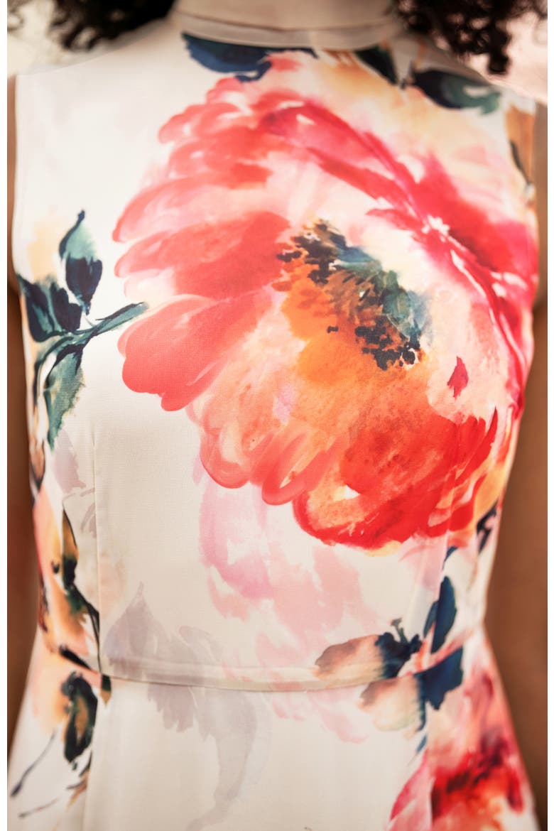 Flower High Neck Maxi Dress, Alternate, color, Ivory