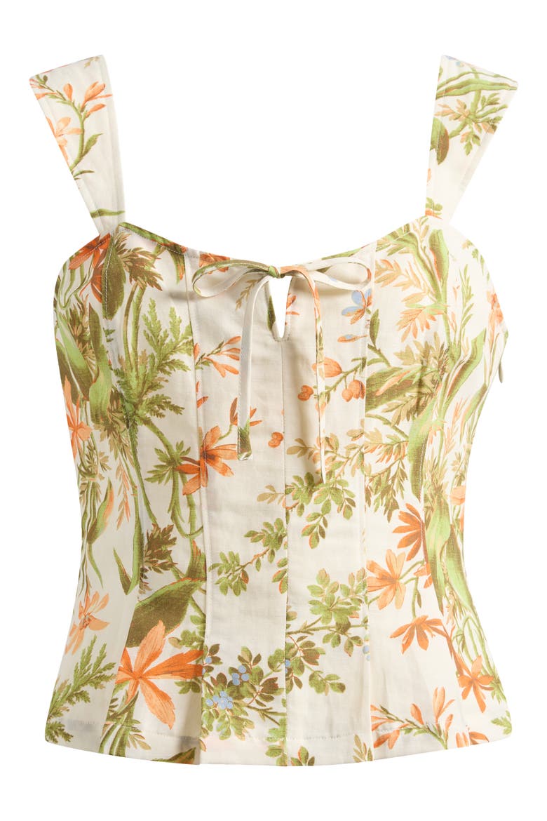 Coralee Floral Silk & Linen Tank, Alternate, color, OYSTER WHITE MULTI