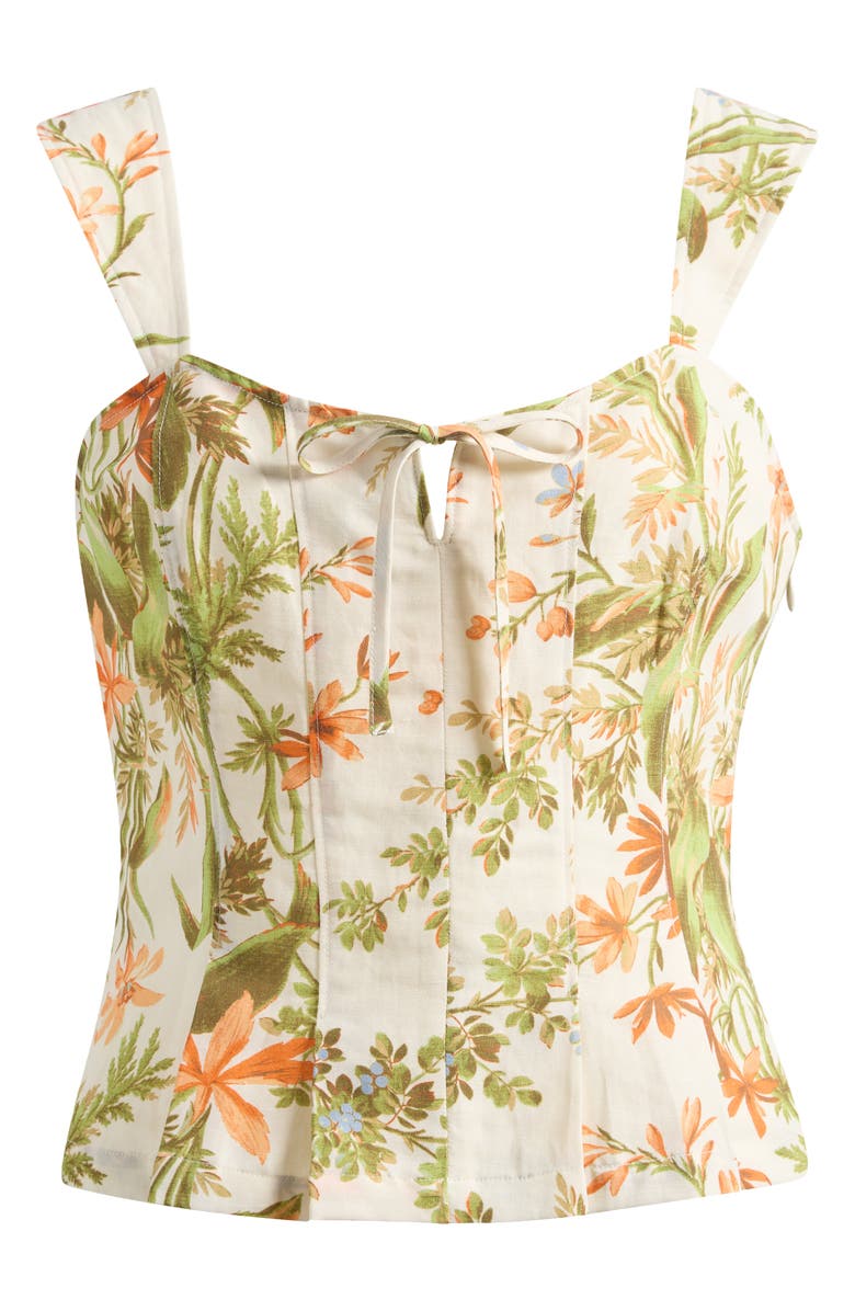PAIGE Coralee Floral Silk & Linen Tank, Alternate, color, Oyster White Multi