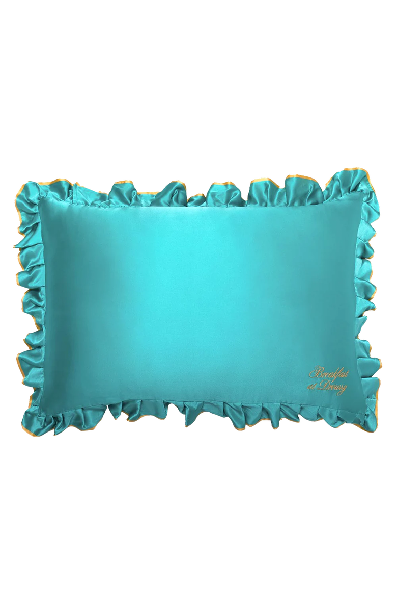 Drowsy Silk Pillowcase, Main, color, Breakfast At Drowsy Turquoise