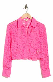 L'AGENCE Akemi Lace Crop Button-Up Shirt