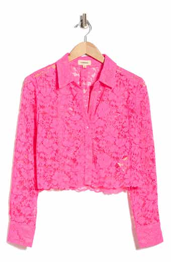 L'AGENCE Akemi Lace Crop Button-Up Shirt
