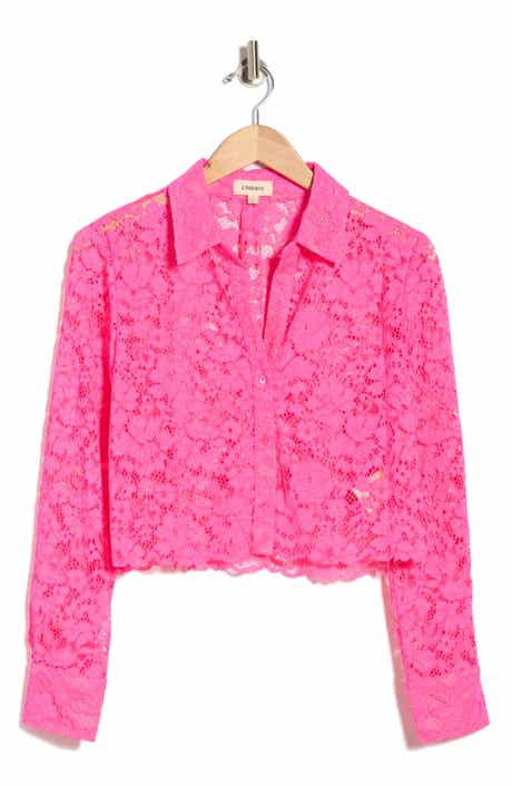 L'AGENCE Akemi Lace Crop Button-Up Shirt