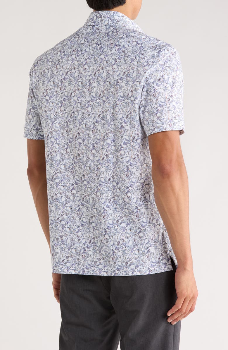 Bugatchi Milo Short Sleeve 8-Way Stretch OoohCotton<sup>®</sup> Button-Up Shirt, Alternate, color, Chalk