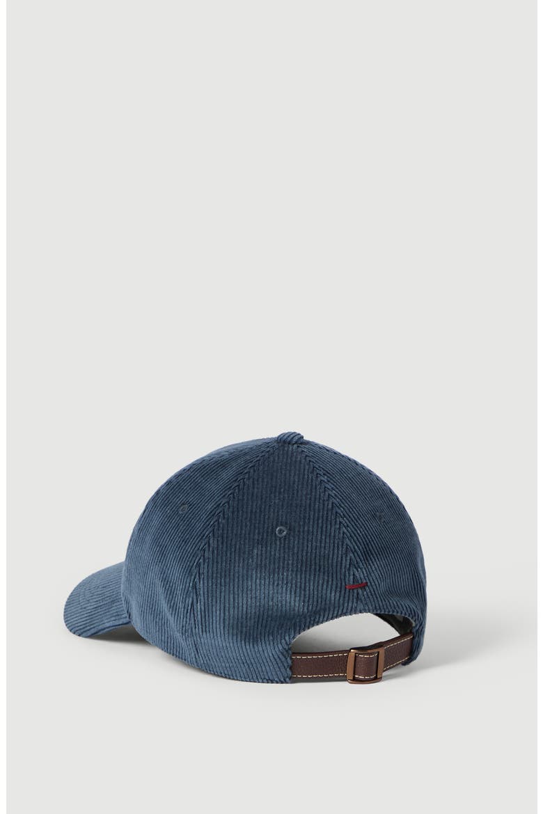 Comfort cotton and cashmere corduroy baseball cap with embroidered logo, Alternate, color, Blue