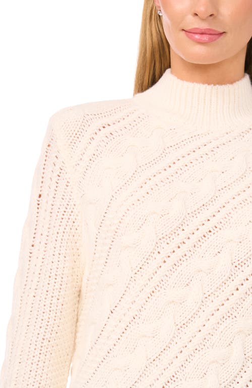 Halogenr Halogen(r) Diagonal Cable Mock Neck Sweater In Neutral