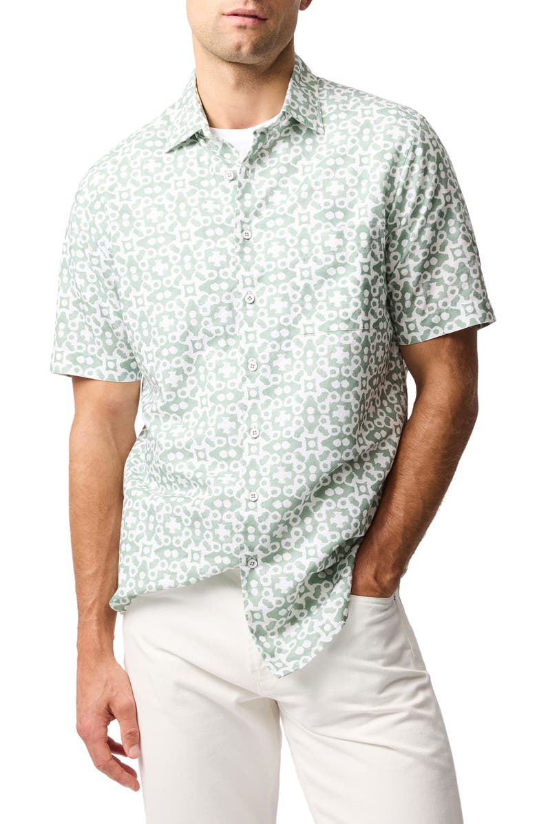 Rodd & Gunn Palliser Bay Linen & Cotton Short Sleeve Button-Up Shirt, Main, color, 