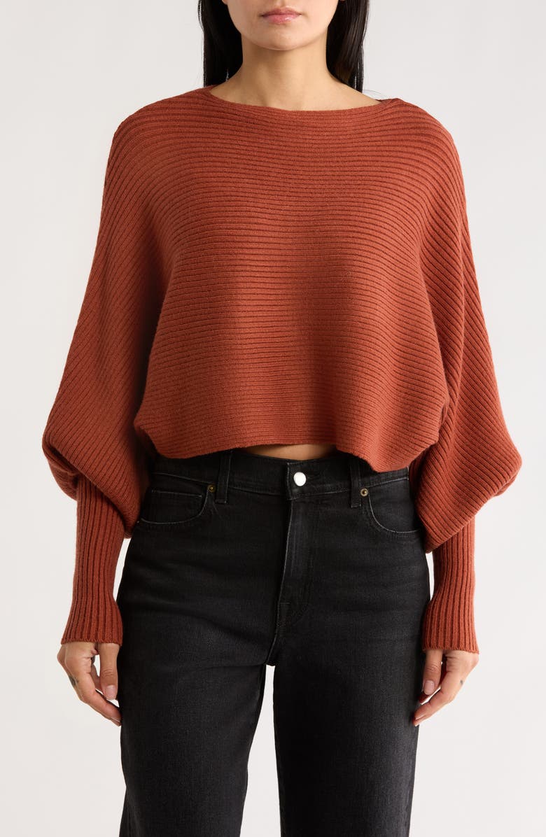 Love Token Franklin Batwing Crop Sweater, Main, color, Brick