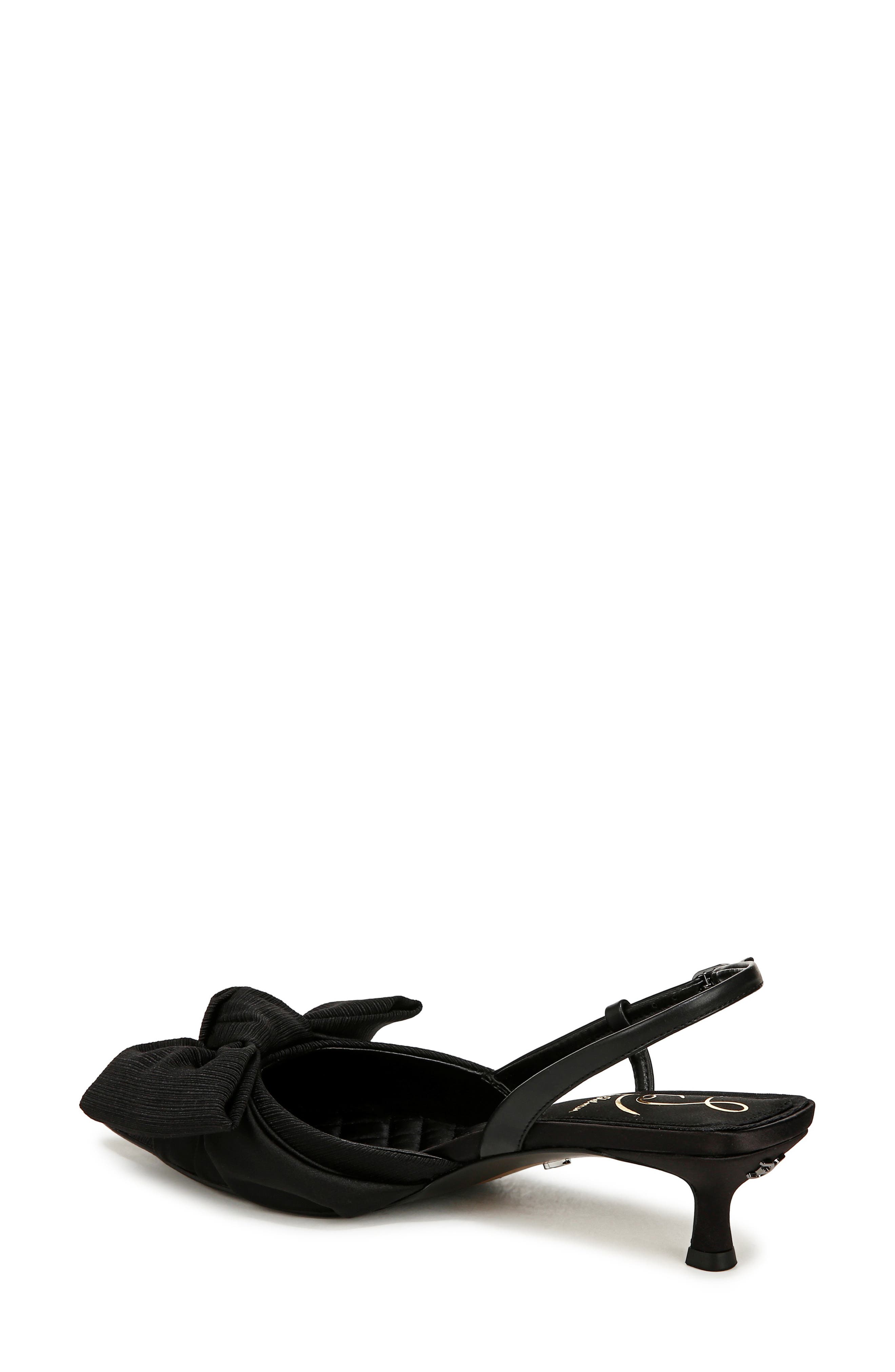 Sam Edelman Treena Bow Plissé Pointed Toe Kitten Heel Sandal, Alternate, color, 