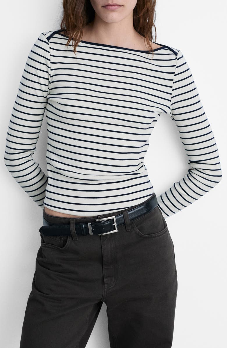 MANGO Stripe Boat Neck Top, Main, color,