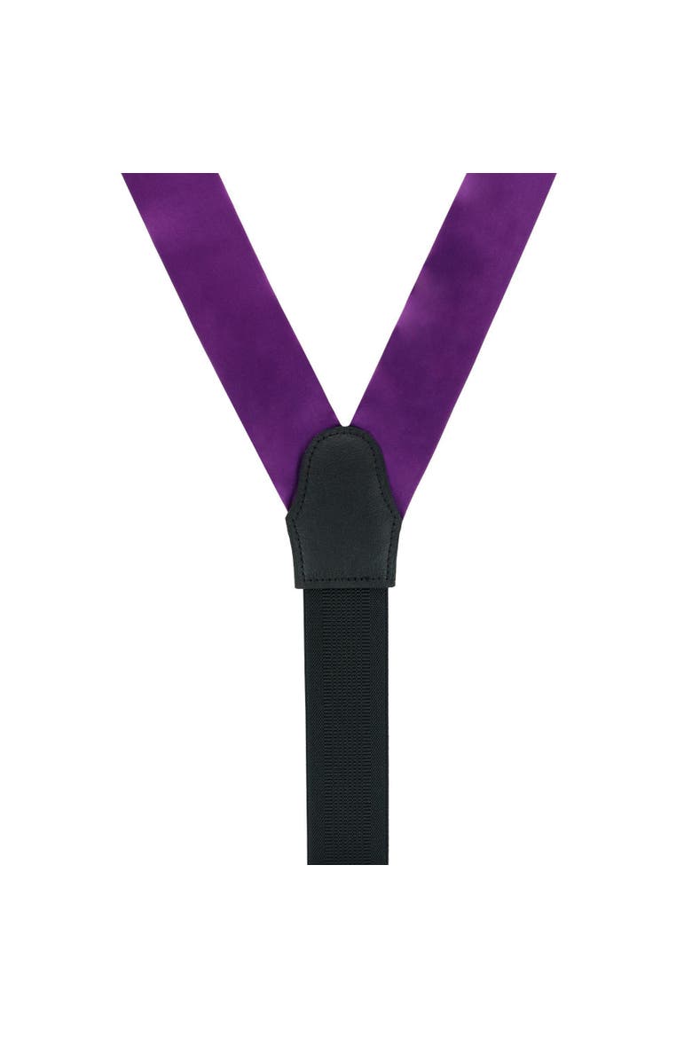 Sutton Solid Color Silk Formal Suspenders | Y-Back, Adjustable Braces, Alternate, color, Purple