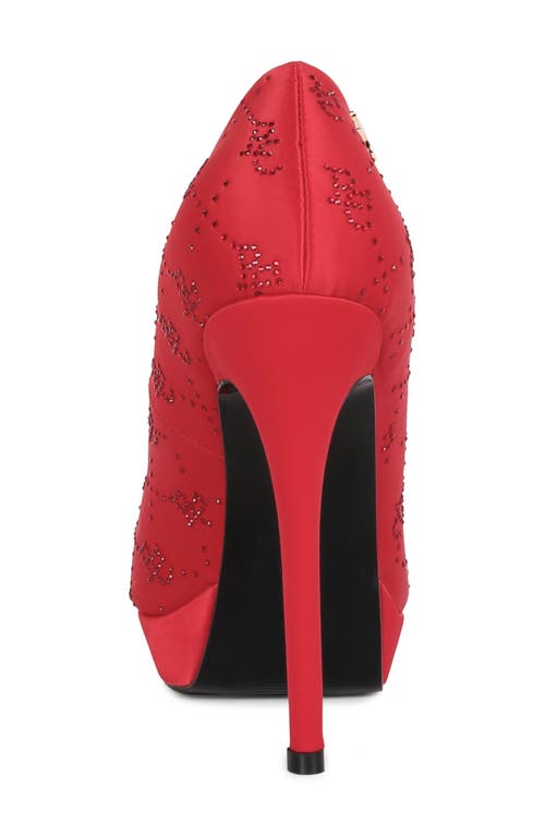 Rag & Co Ballard Red Monogram Satin Stiletto Pumps In Red