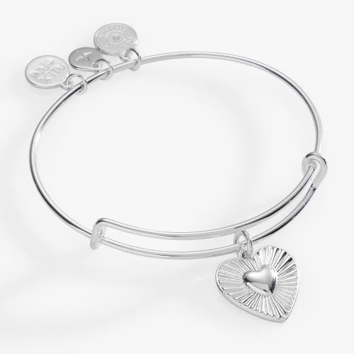 Alex And Ani Heart Burst Bangle Bracelet In Silver