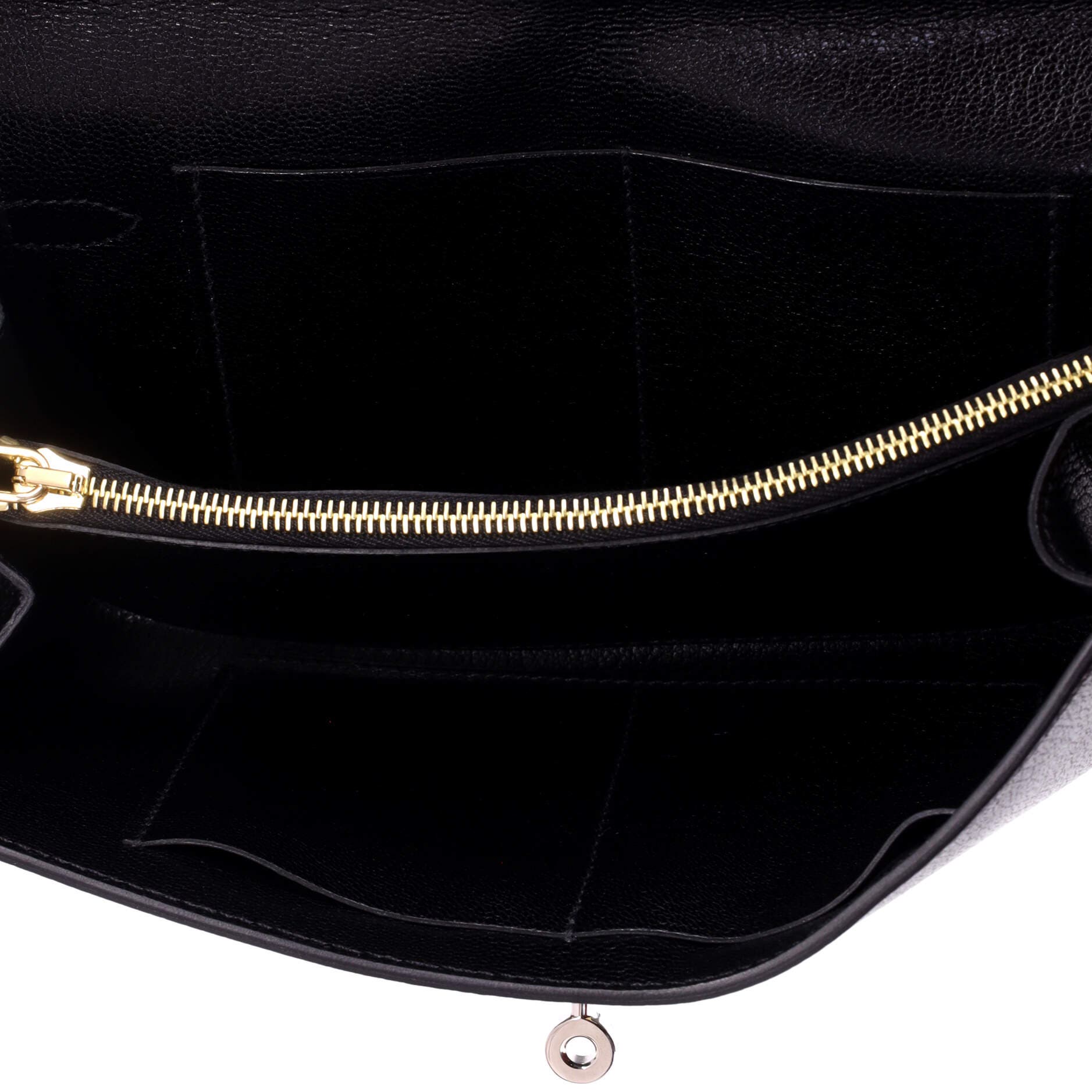 Pre-Owned Hermes Kelly To Go Wallet Chevre Chamkila, Alternate, color, Noir