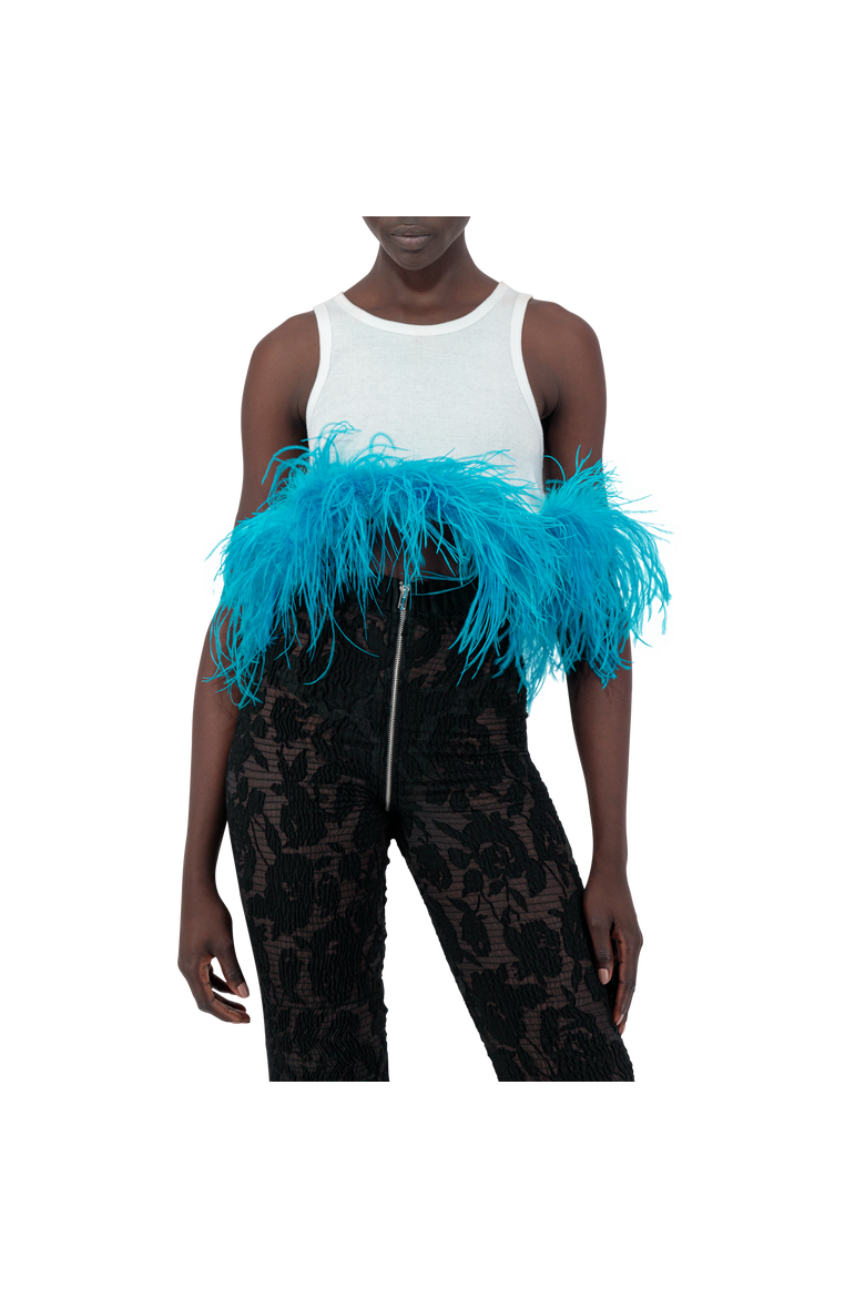 Feather Tank Top, Alternate, color, White/blue