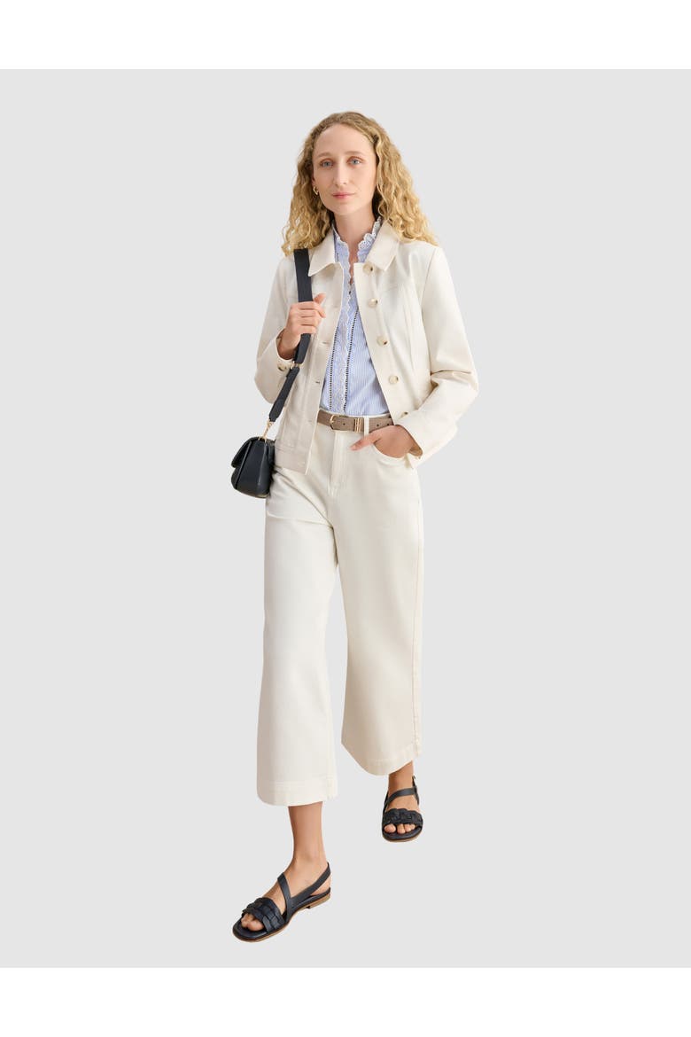Selborne Boxy Cropped Denim Jacket, Alternate, color, Milky White