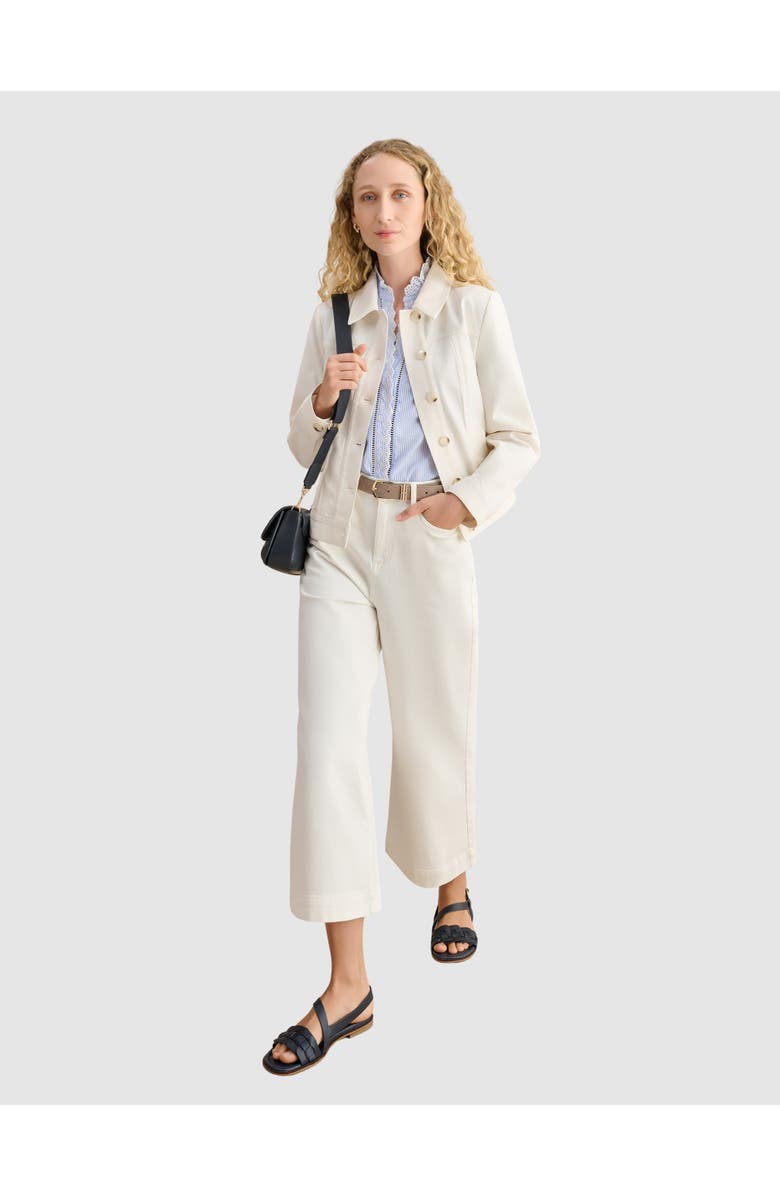 HOBBS LONDON Selborne Boxy Cropped Denim Jacket, Alternate, color, Milky White