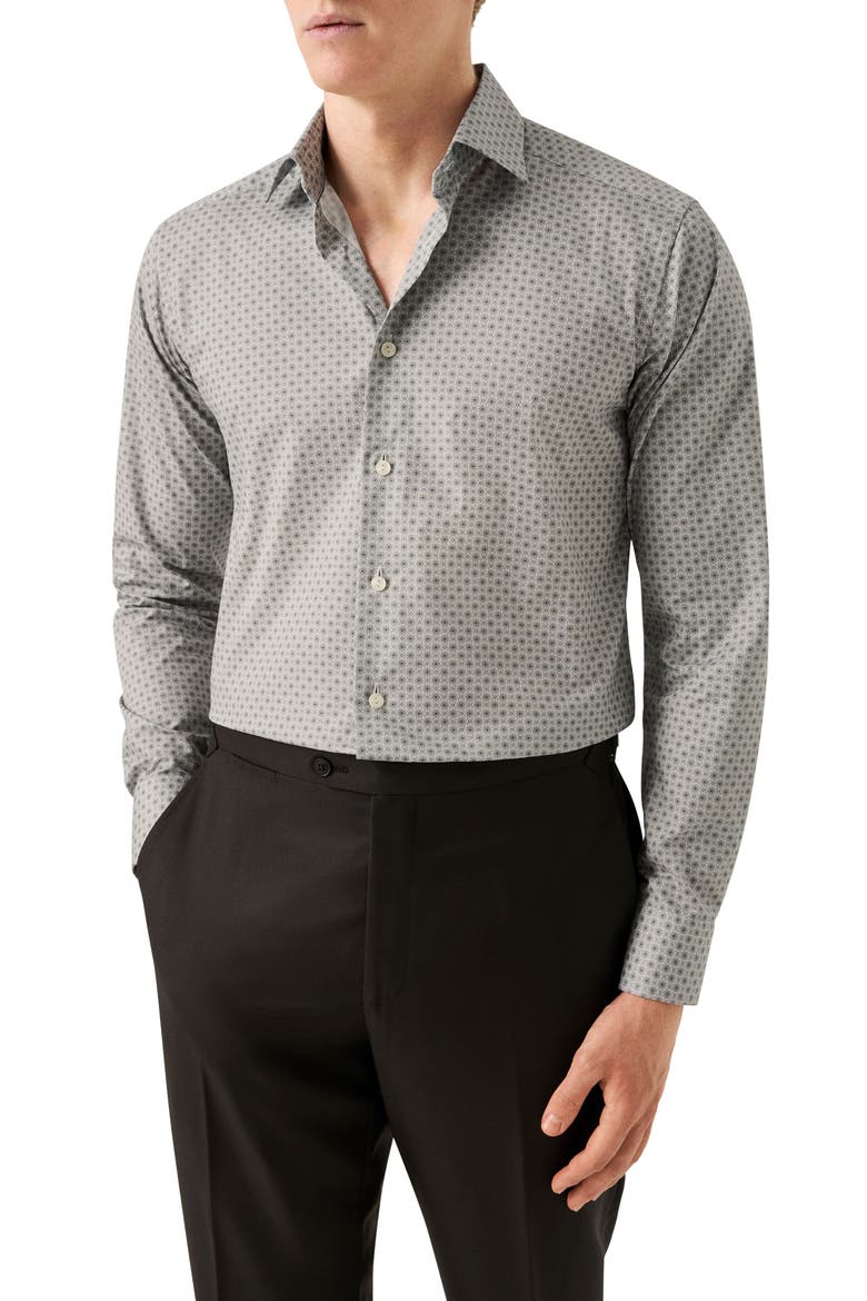 Slim Fit Floral Cotton Dress Shirt, Main, color, LIGHT BEIGE