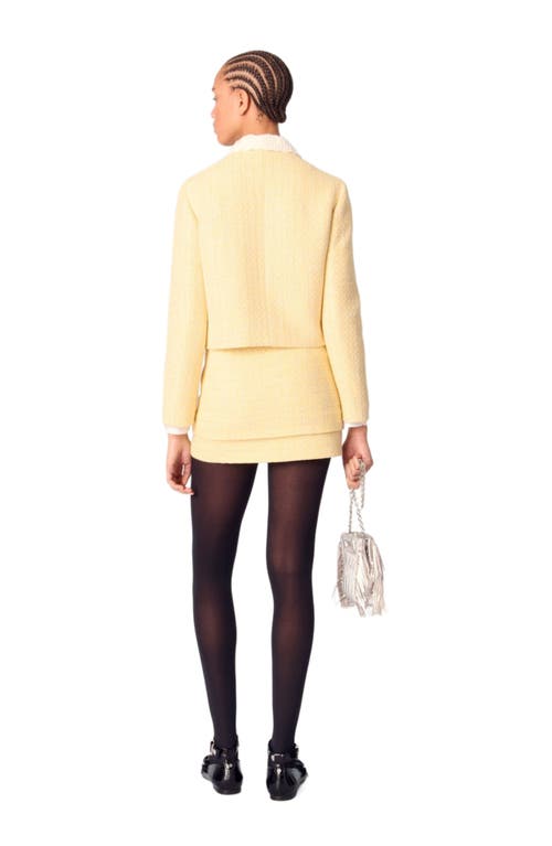 Shop Maje Short Tweed And Lurex Jacket In Yellow