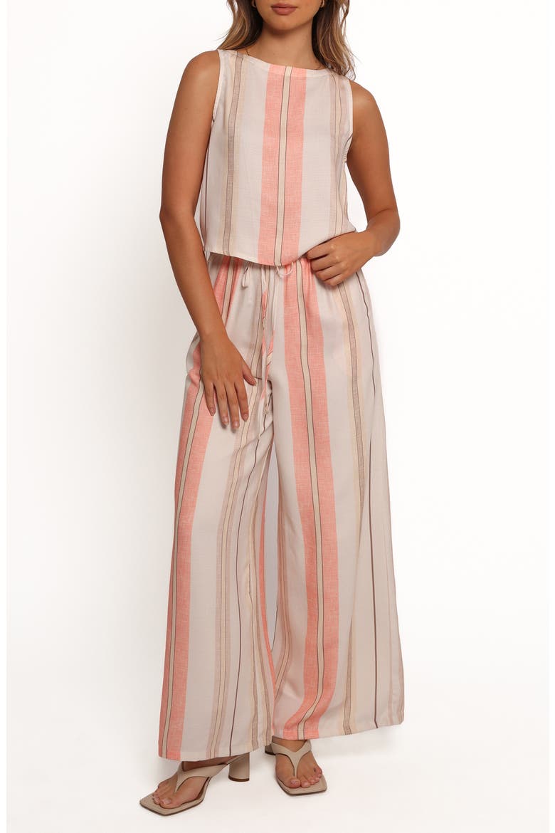 Mckenzie Linen Blend Tank & Wide Leg Pants Set, Main, color, MULTI STRIPE