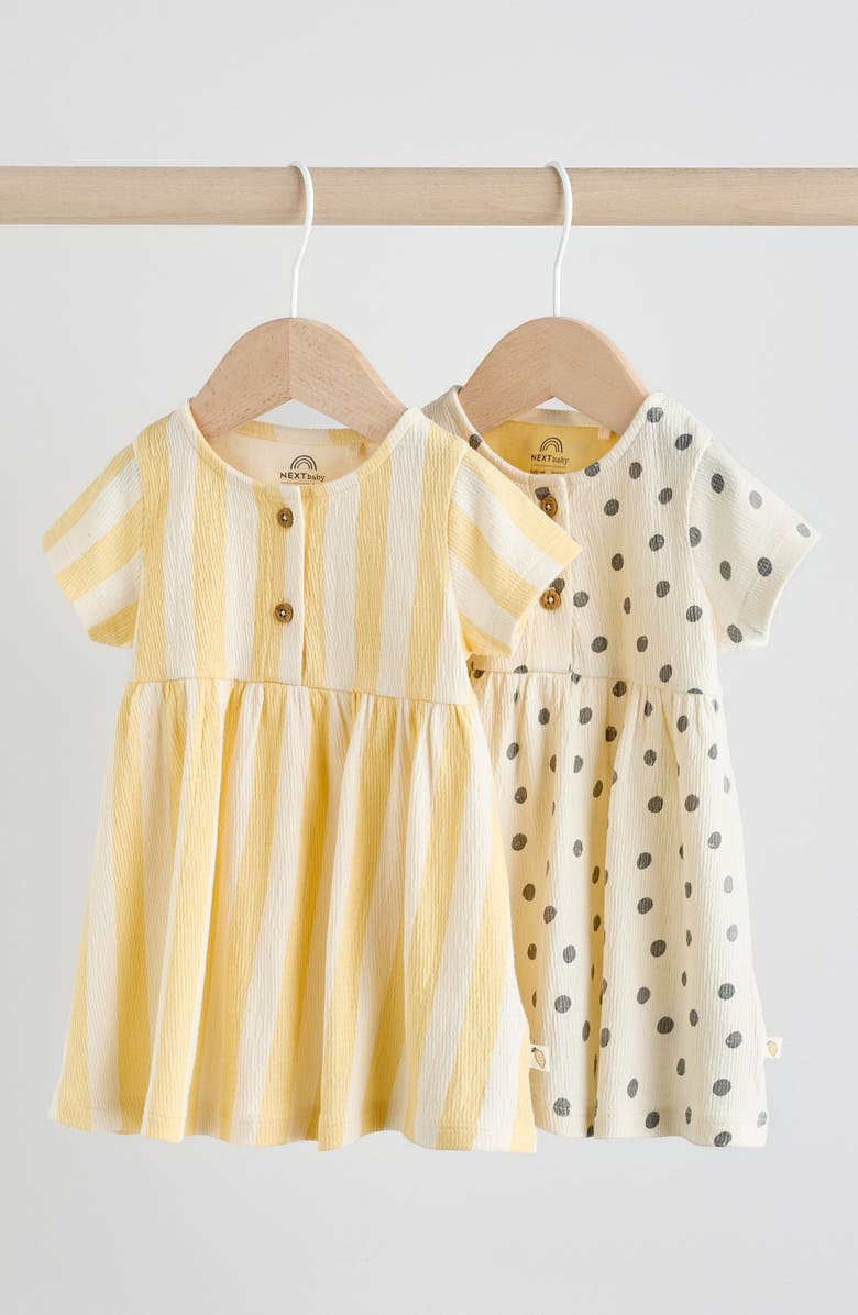 NEXT Pack of 2 Assorted Stretch Cotton Dresses, Alternate, color, Yellow