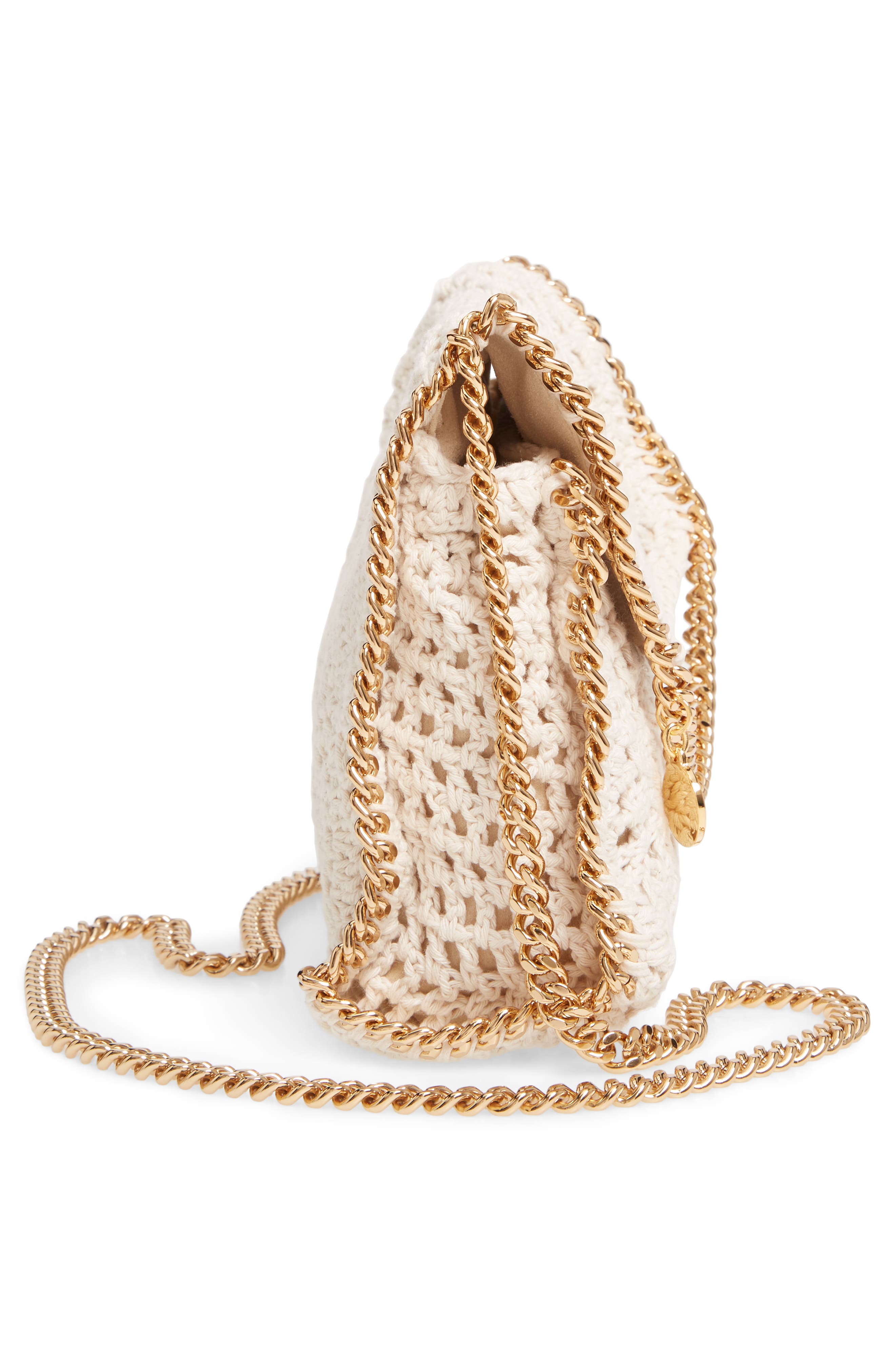 Mini Cotton Crochet Shoulder Bag, Alternate, color, BUTTER CREAM