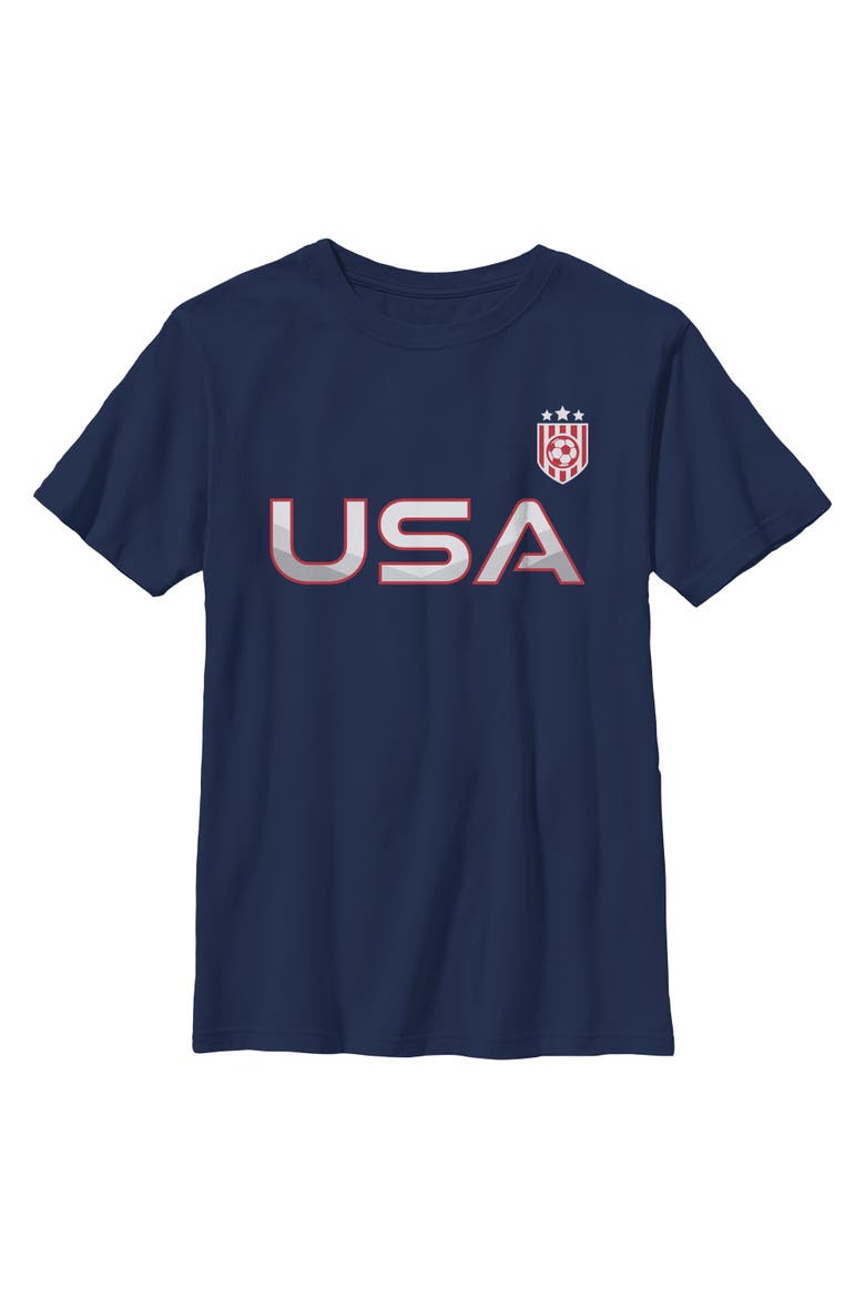 Boys Lost Gods USA Active Crest T Shirt, Main, color, Navy Blue