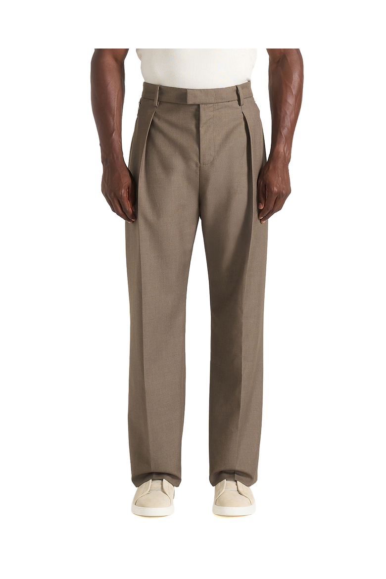 Dorian Pleated Tailored Trousers, Main, color, Khaki