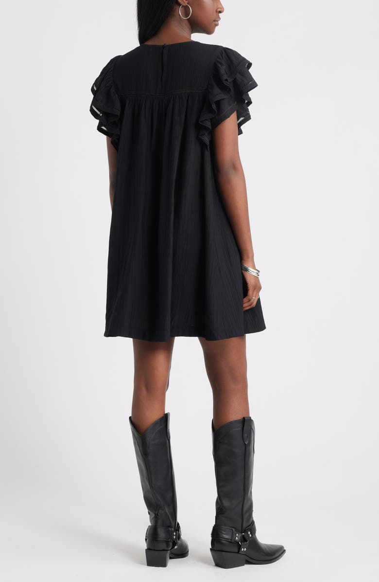 Treasure & Bond Double Ruffle Shift Dress, Alternate, color, Black
