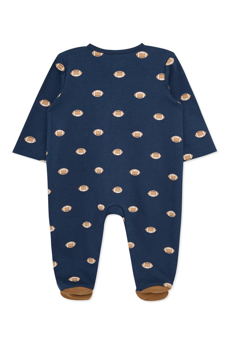 Football Print Zip Cotton Footie (Nordstrom Exclusive), Alternate, color, BLUE