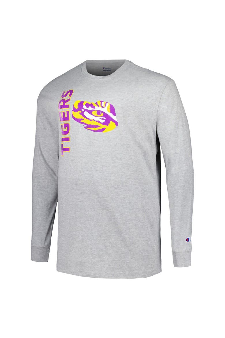 Men's Champion Heather Gray LSU Tigers Big & Tall Mascot Long Sleeve T-Shirt, Alternate, color, Heather Gray